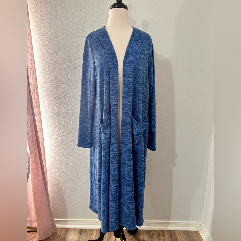 Lularoe Blue Duster Cardigan Housecoat Large Sarah